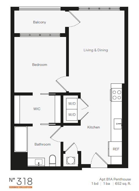 B1A One Bedroom / One Bath (Phase One). The Rigsbee Collection. Durham, NC.